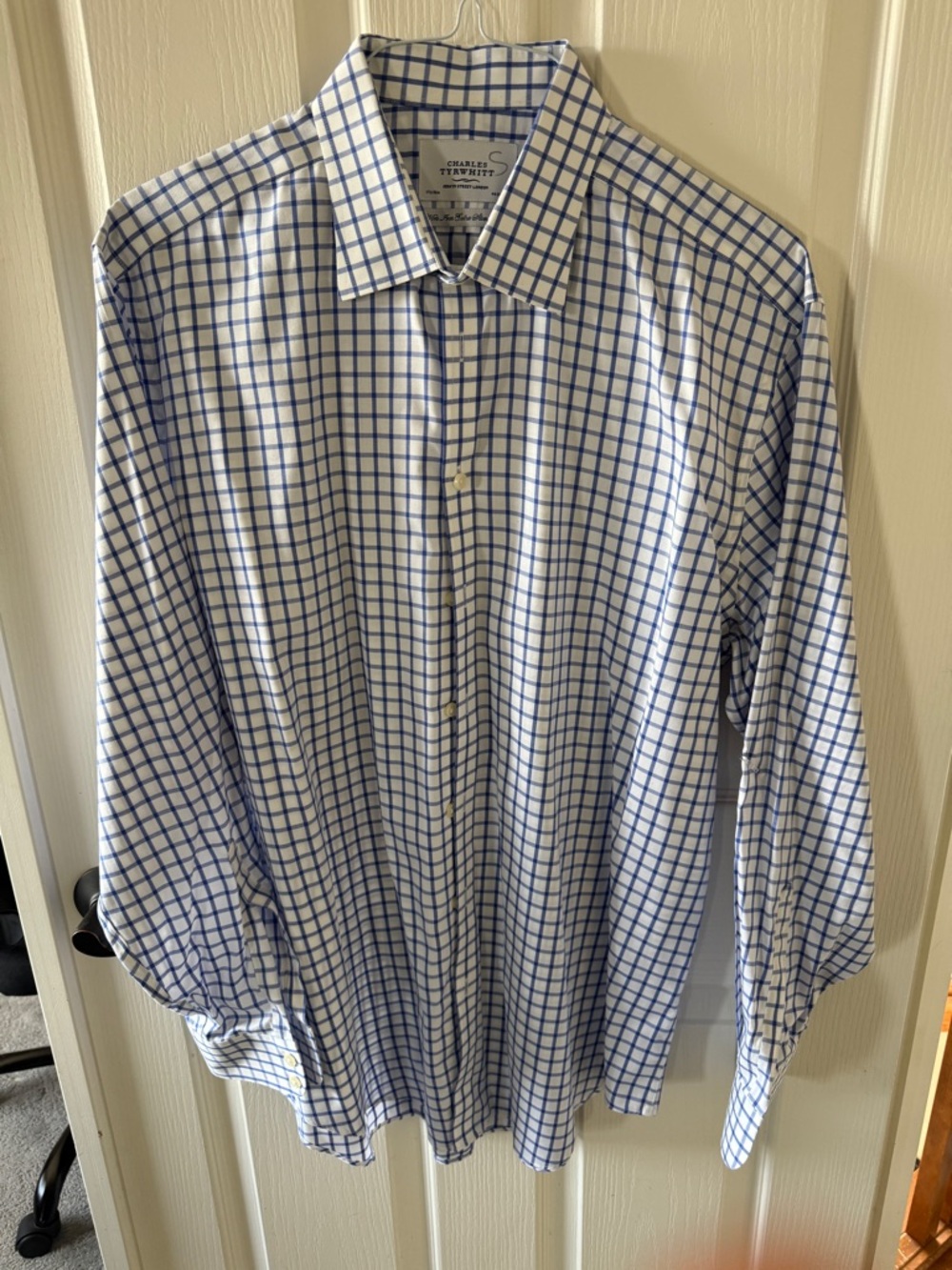 Charles Tyrwhitt White and Blue Windowpane Dress Shirt